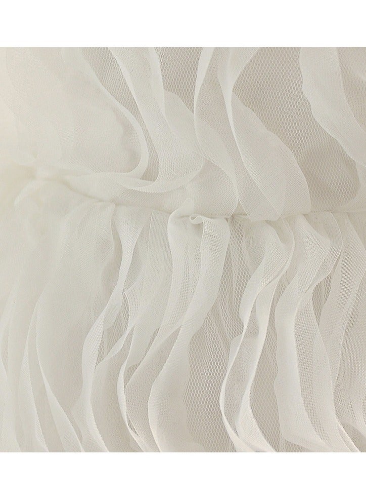 1pc Girls Puffy Sleeve Tulle Princess Dress – Elegant Party Dress for Kids, Princess Dresses for Girls, Birthday Dress, Tulle Dress, Girls Frock, Kids Girl Dress, Kids Wear Girls – Champagne Color, 120cm (6-8Y) - Image 4