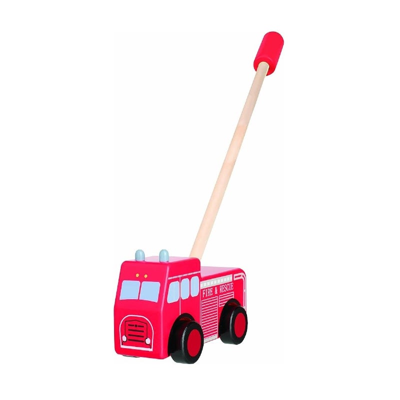 Orange Tree Toys Vintage Fire Engine Push Along Toy - Push Pull Along Toys 1 Year Olds,Toddler - Wooden Toys,Perfect 1st Birthday Gifts for Boy,Girl - Early Development & Activity Toys by OTT02381 - Image 1