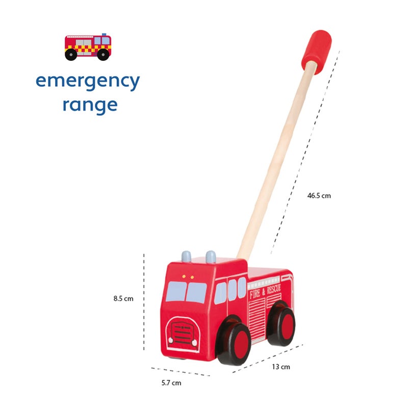 Orange Tree Toys Vintage Fire Engine Push Along Toy - Push Pull Along Toys 1 Year Olds,Toddler - Wooden Toys,Perfect 1st Birthday Gifts for Boy,Girl - Early Development & Activity Toys by OTT02381 - Image 2