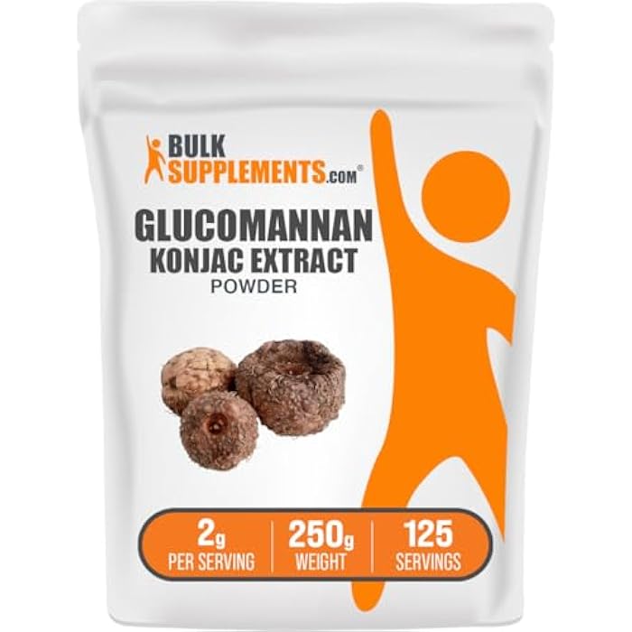 BulkSupplements.com Glucomannan Powder - from Konjac Root Extract Powder, Glucomannan Supplements - Gluten Free, 2g per Serving, 250g (8.8 oz) (Pack of 1) - Image 1