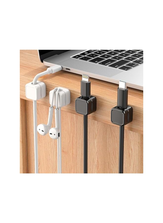 promass 16 Pack Magnetic Cord Organizer, Under Desk Cable Management, Adhesive Wire Holder Keeper Organizers for Home Office Desk Phone Car Wall Desktop Nightstand-White - Image 4