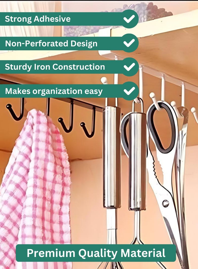 Home Care Home Care Non-Perforated Iron Hooks – No Trace Hanger for Home, Office, Sliding Design, No Drill Assembly, Six Curved Pins for Space-Saving Organization | Home Storage Hooks  - Image 4