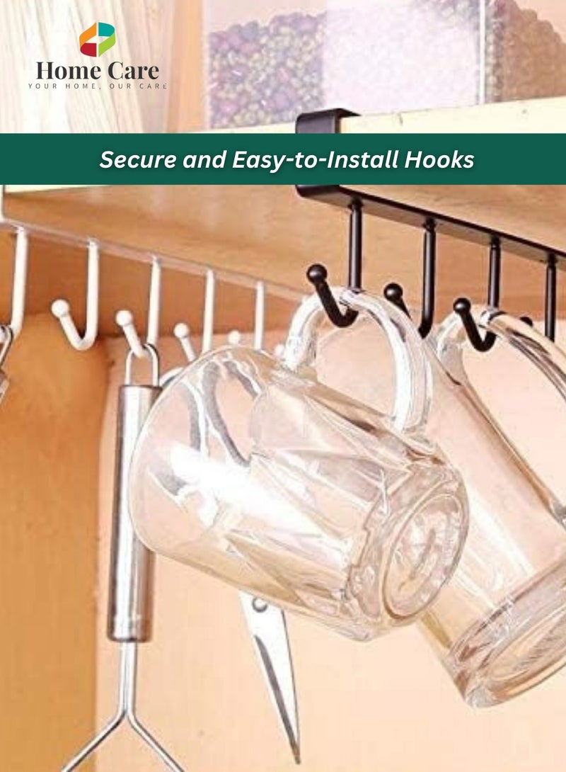 Home Care Home Care Non-Perforated Iron Hooks – No Trace Hanger for Home, Office, Sliding Design, No Drill Assembly, Six Curved Pins for Space-Saving Organization | Home Storage Hooks  - Image 2