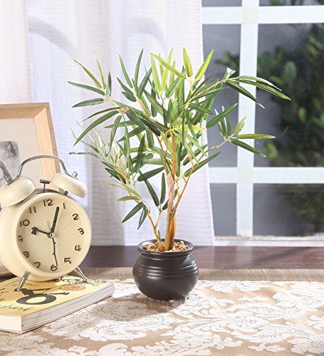Fourwalls Artificial Bamboo Bonsai Plant in a Ceramic Vase for Home and Office Decor (30 cm Tall, Multicolor) - Image 2
