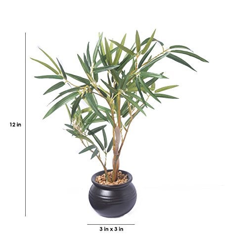 Fourwalls Artificial Bamboo Bonsai Plant in a Ceramic Vase for Home and Office Decor (30 cm Tall, Multicolor) - Image 4
