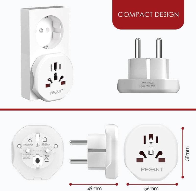 PEGANT World to EU Plug Travel Adapter - Image 4