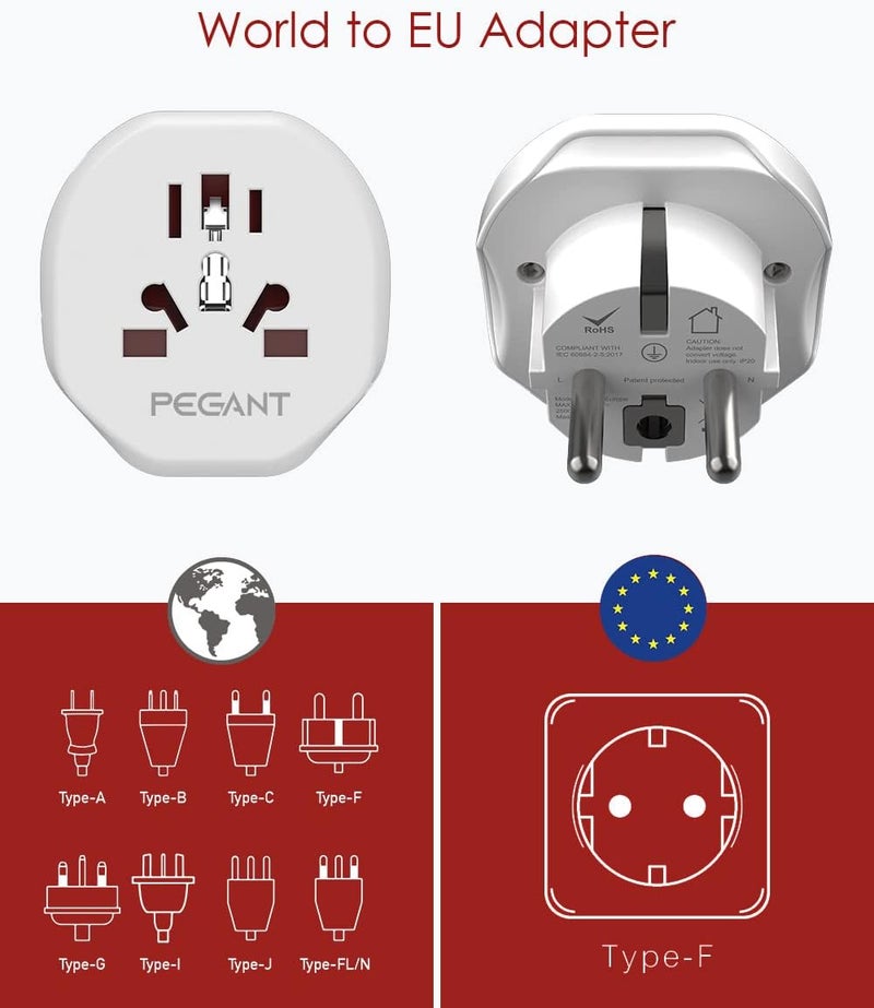 PEGANT World to EU Plug Travel Adapter - Image 3