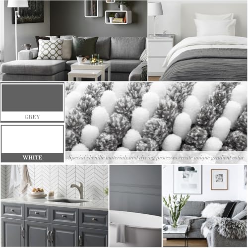 BSICPRO Bathroom Rugs and Mats Sets, 2 Piece Thick Absorbent Chenille Non Slip, Soft Shaggy Floor Mats, Machine Washable (20" x 47" Plus 16" x 24", Gray) - Image 3