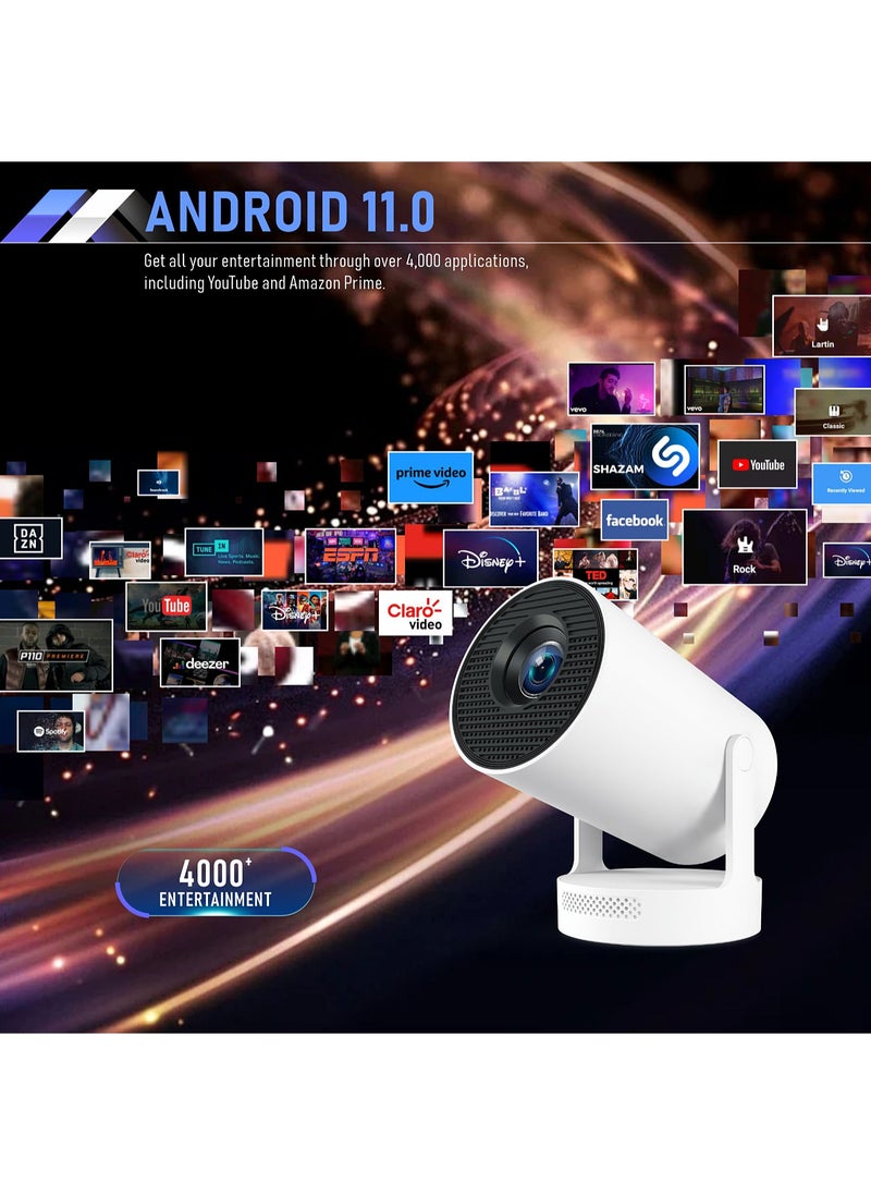 Mi VAZA - 2025 Newest Smart Projector HY300 PLUS 4K HDR with 3000 Lumens Daylight Viewing-50% Brighter LounderThan other Projectors- Full HD 1280*720P - Support 4K - Electronic Focus - Android 11.0 - Portable Projector with WiFi 6 and Bluetooth 5.4 - Mobile Home Theater - Compatible with Android/iOS/Windows/TV Stick/HDMI/USB - Image 1