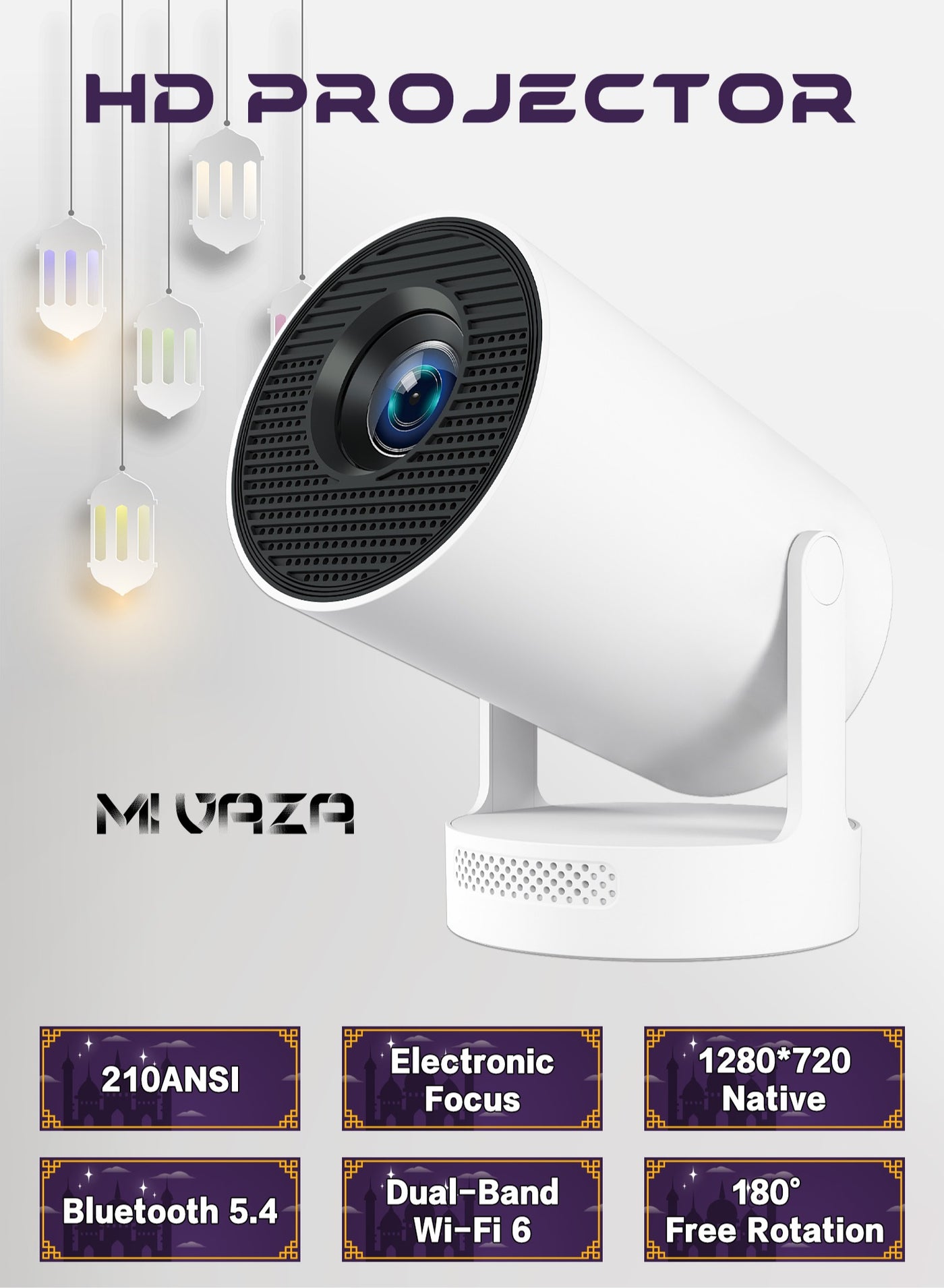 2025 Newest Smart Projector HY300 PLUS 4K HDR with 3000 Lumens Daylight Viewing-50% Brighter LounderThan other Projectors- Full HD 1280*720P - Support 4K - Electronic Focus - Android 11.0 - Portable Projector with WiFi 6 and Bluetooth 5.4 - Mobile Home Theater - Compatible with Android/iOS/Windows/TV Stick/HDMI/USB