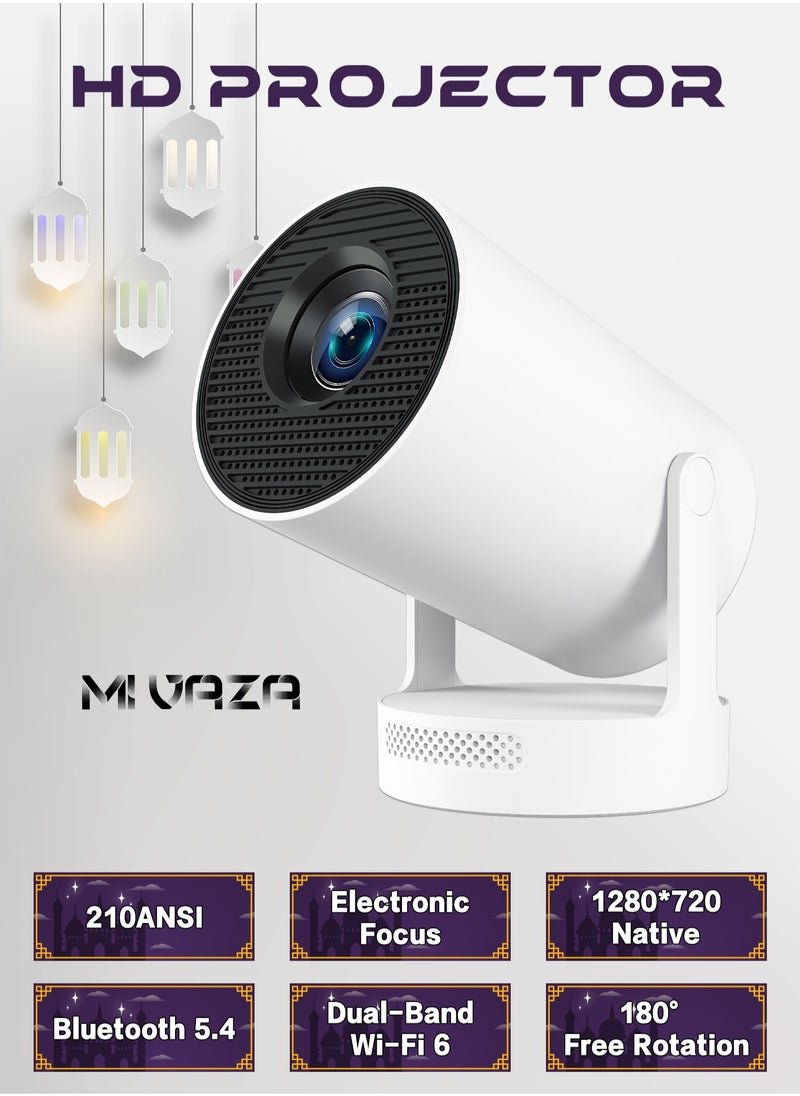 Mi VAZA - 2025 Newest Smart Projector HY300 PLUS 4K HDR with 3000 Lumens Daylight Viewing-50% Brighter LounderThan other Projectors- Full HD 1280*720P - Support 4K - Electronic Focus - Android 11.0 - Portable Projector with WiFi 6 and Bluetooth 5.4 - Mobile Home Theater - Compatible with Android/iOS/Windows/TV Stick/HDMI/USB - Image 1
