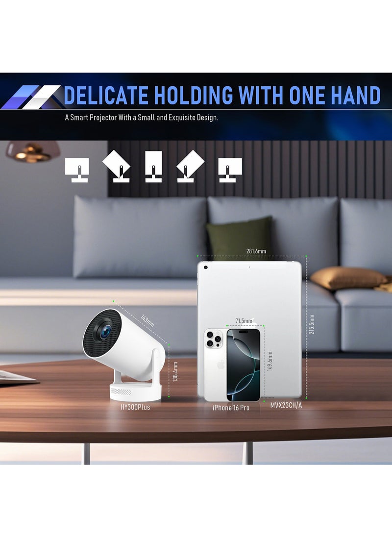 Mi VAZA - 2025 Newest Smart Projector HY300 PLUS 4K HDR with 3000 Lumens Daylight Viewing-50% Brighter LounderThan other Projectors- Full HD 1280*720P - Support 4K - Electronic Focus - Android 11.0 - Portable Projector with WiFi 6 and Bluetooth 5.4 - Mobile Home Theater - Compatible with Android/iOS/Windows/TV Stick/HDMI/USB - Image 1