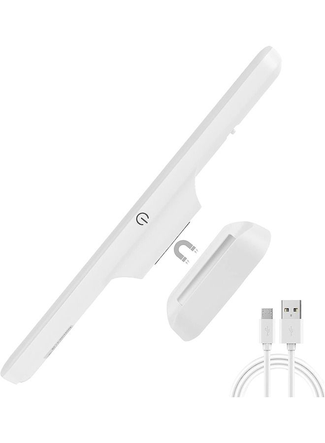 Arabest Rechargeable Under Cabinet LED Light Bar, 30x2x2cm, Dimmable with 3 Color Modes, USB-Powered, Ideal for Wall Shelves, Closets, Mirrors, Bedside, and Kitchen Lighting, White - Image 1