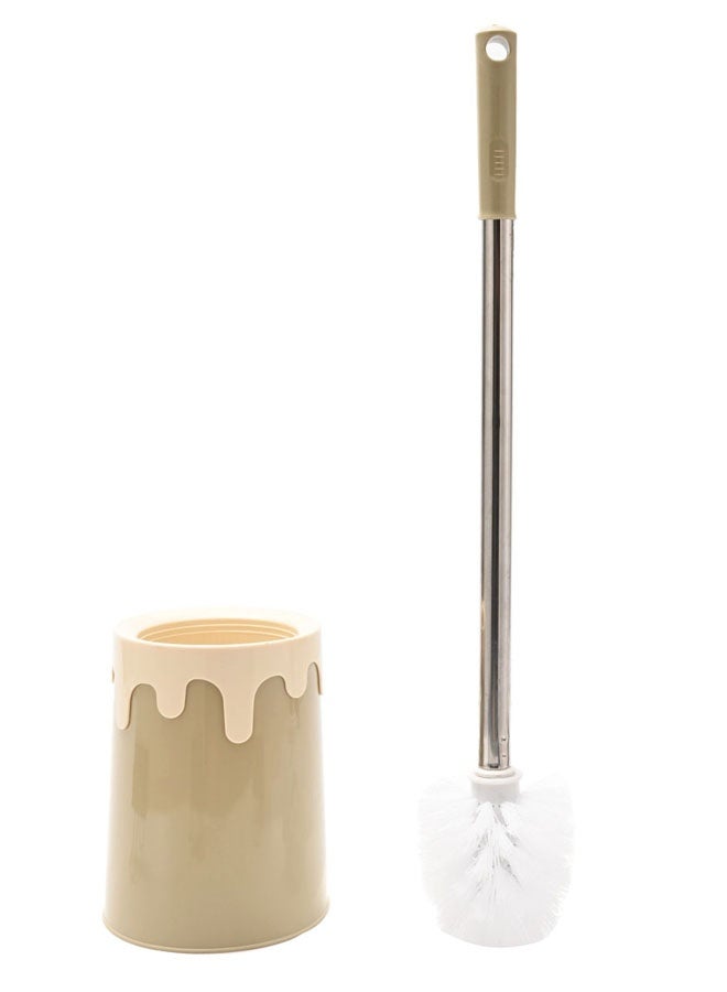 LAWAZIM Toilet Brush - Toilet Bowl Brush and Holder Set with Long Non-Slip Rust-Free Handle, Durable Bristles, Anti-Drip Base, and Compact Hygienic Storage - Ideal for Deep Bathroom Cleaning - Brown - Image 2