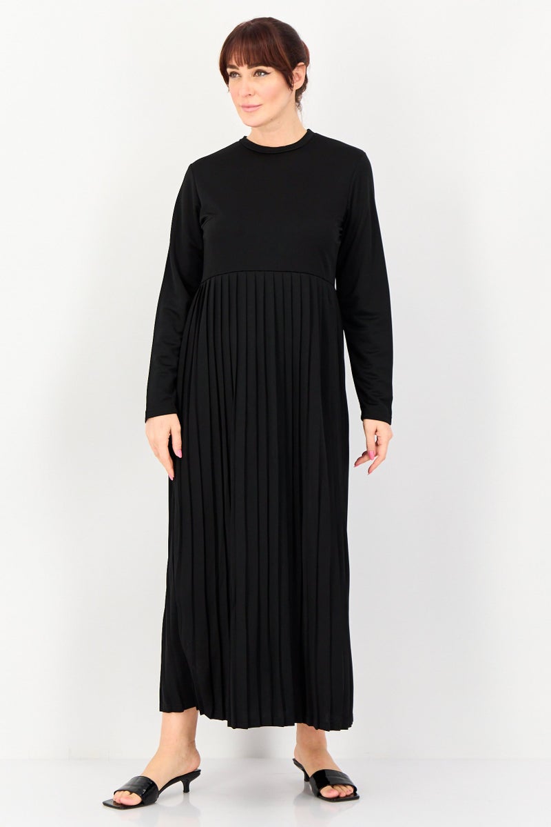 trendyol Women Pleated Maxi Dress, Black - Image 1