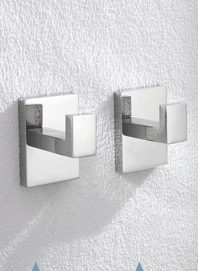 LUXIUR Wall Hooks for Hanging Strong 5Kg, Cloth Hook Stand for Bathroom and Kitchen, SUS 304 Grade Stainless Steel Robe Hook, Wall Hanger Hook, Bathroom Accessories, Chrome Finish, 2 Pack - Image 1