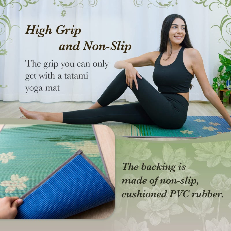 FULI Japanese Tatami Yoga Mat, Igusa Mat, Non Slip Exercise & Fitness Mats, Pilates & Floor Workouts, Made in Japan (1/4" Thick), Sakura Fuji - Image 5