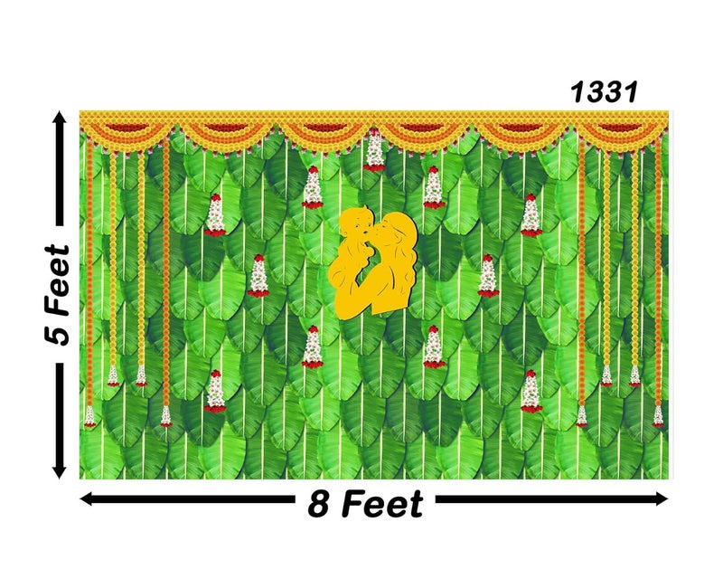 Backdropon تصميم خلفية حفل تسمية المولود، خلفية تقليدية لتزيين الحفلات/ستارة خلفية للعبادة/المهرجان بحجم 5 أقدام ارتفاع و8 أقدام عرض (5 * 8) - Image 3