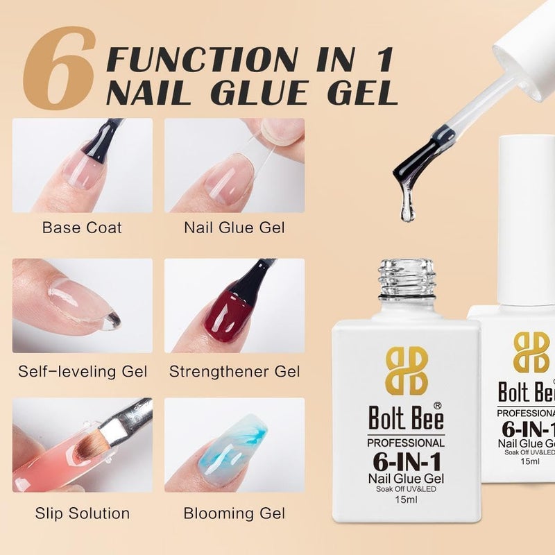 Brille Bee Ultimate Nail Extension Kit 500 FrenchStyle False Nail Tips with 6in1 Glue Gel UVLED Lamp and Acrylic Art Tips for Professional DIY Manicure - Image 4