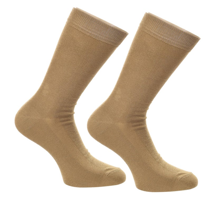 FOOTPRINTS Organic Cotton Bamboo Men's Formal Socks | Pack of 2 | Khakhi | Police Uniform | Armed forces socks - Image 1