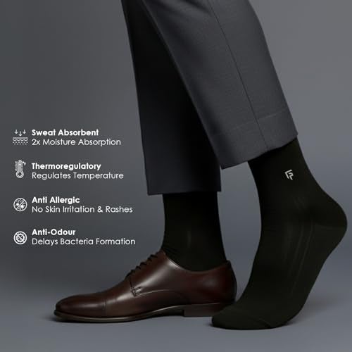 FOOTPRINTS Organic Cotton Bamboo Men's Formal Socks | Pack of 2 | Khakhi | Police Uniform | Armed forces socks - Image 2