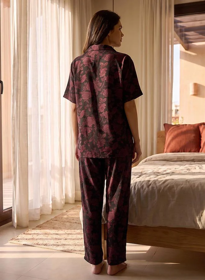 Splash FAV BLACK Intimates Pyjama Set Shirt & Trousers Viscose for Women | Best Price UAE