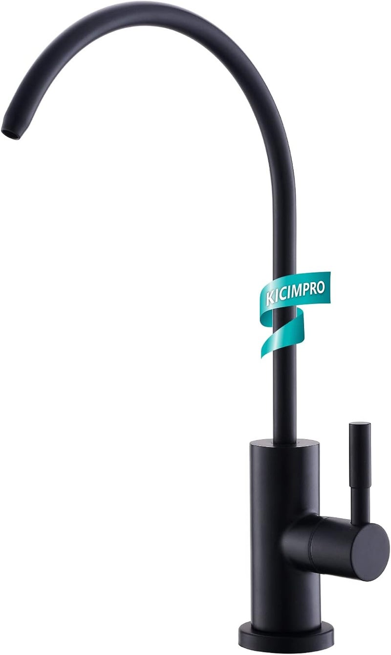 kicimpro Stainless Steel Matte Black Finish RO Faucet Kitchen Water Filter Faucet for 0.59-1.37 Inches Sink Holes, 10.3 Inches Height Bar Sink Faucet - Image 1