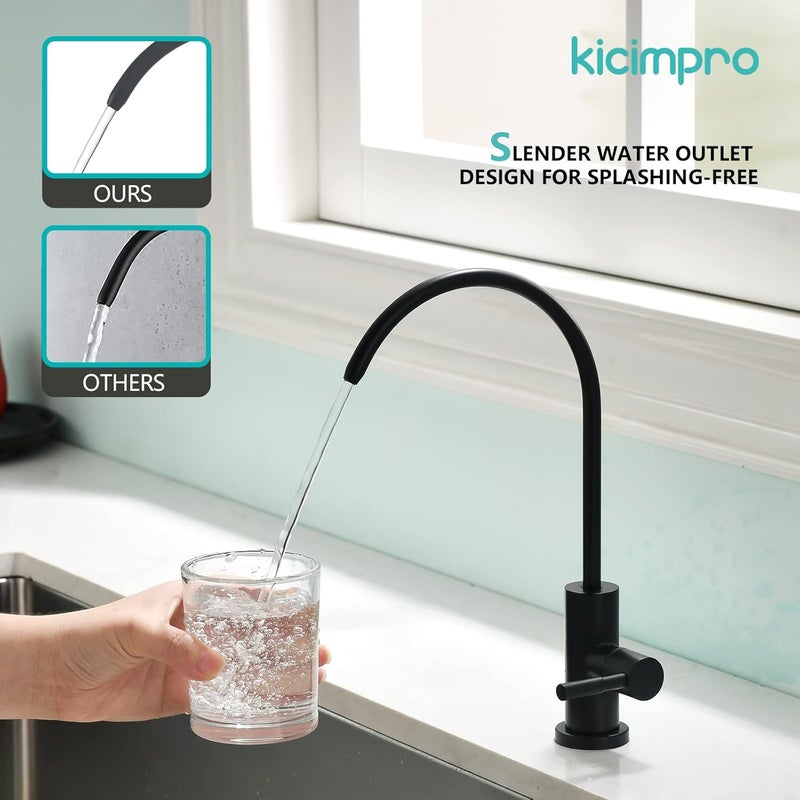 kicimpro Stainless Steel Matte Black Finish RO Faucet Kitchen Water Filter Faucet for 0.59-1.37 Inches Sink Holes, 10.3 Inches Height Bar Sink Faucet - Image 2