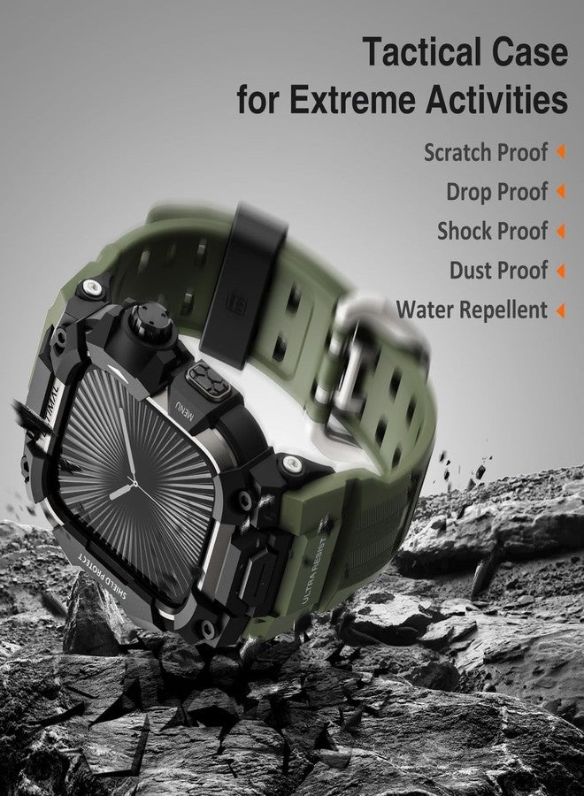 اولتيمال حافظة متينة للغاية مع سوار لساعة Apple Watch مقاس 46 مم، متوافقة مع سلسلة Apple Watch 11/10، غطاء ممتص للصدمات بدرجة عسكرية لسوار iWatch التكتيكي للرجال (46 مم، أخضر عسكري) - Image 5