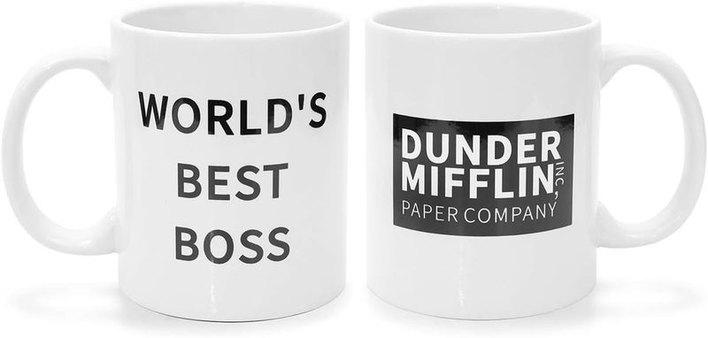 Erweicet Office Coffee Mug, Double Sided Mug With Dunder and World's Best Boss Mifflin for Man Women Boss Birthday Christmas Gift - Image 1