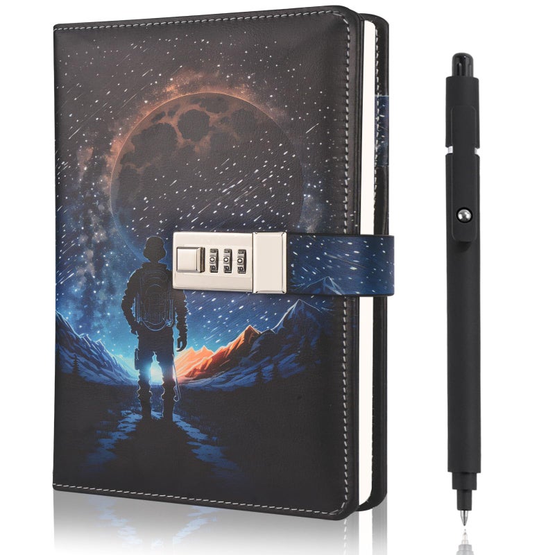 Purtarly Diary for Boys Ages 8-12, Space Diary with Lock Journal for Teen Boys 10-18, Birthday Gifts for Boy Adventure Travel Journal with Pen, Kids Notebook Valentines Day Gifts for 11 12 13 14 15 16 17 Teenages - Image 1