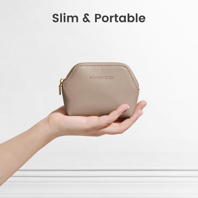 ROWNYEON Small Makeup Bag for Purse, Mini Portable Cosmetic Bags for Women, PU Leather Coin Purse Lipstick Cosmetic Accessories Organizer, Travel Makeup Pouch Zipper Pouch for Men Women - Image 2