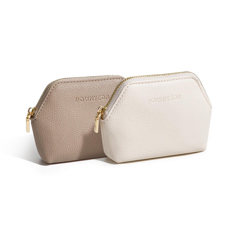 ROWNYEON Small Makeup Bag for Purse, Mini Portable Cosmetic Bags for Women, PU Leather Coin Purse Lipstick Cosmetic Accessories Organizer, Travel Makeup Pouch Zipper Pouch for Men Women - Image 1