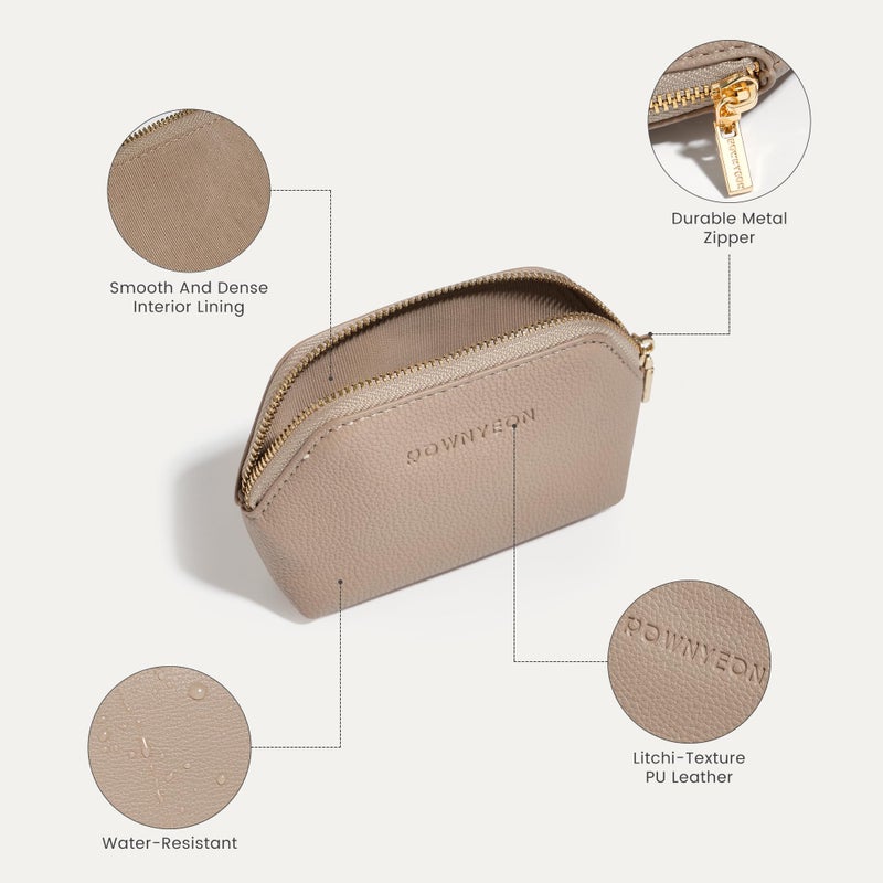 ROWNYEON Small Makeup Bag for Purse, Mini Portable Cosmetic Bags for Women, PU Leather Coin Purse Lipstick Cosmetic Accessories Organizer, Travel Makeup Pouch Zipper Pouch for Men Women - Image 4