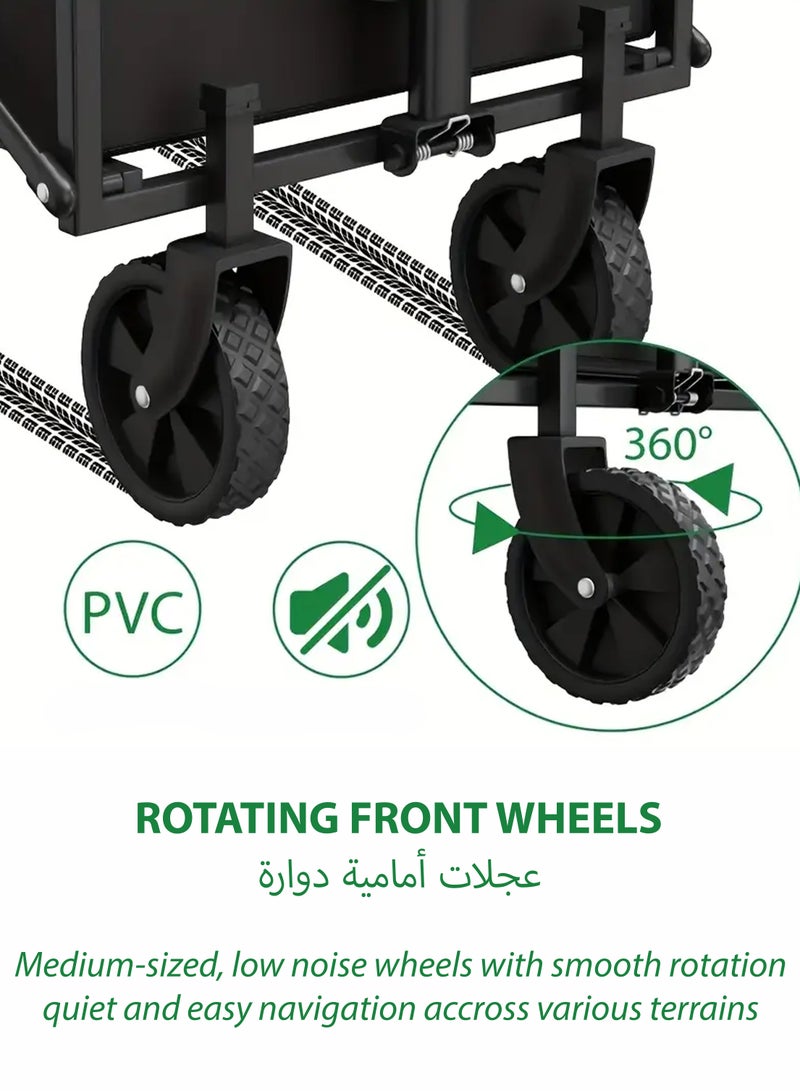 Toshionics Foldable Shopping Cart–Mini Outdoor Camping Trolley –50kg Capacity Multipurpose Shopping Utility Mini Pull Cart for Beach, Picnic,  Gardening, Grocery, Hiking, Sports Events, Outdoor Activities and Daily Use Compact Portable Transport Utility Equipment Wagon , Black 62x31.5x82cm - Image 3