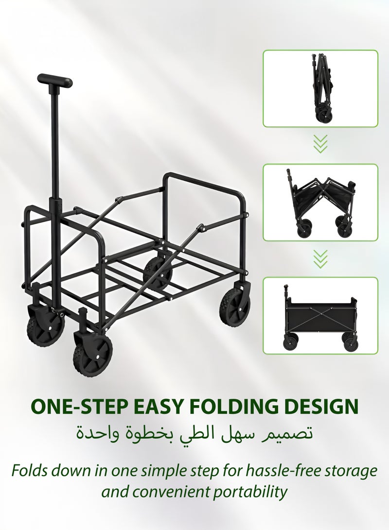 Toshionics Foldable Shopping Cart–Mini Outdoor Camping Trolley –50kg Capacity Multipurpose Shopping Utility Mini Pull Cart for Beach, Picnic,  Gardening, Grocery, Hiking, Sports Events, Outdoor Activities and Daily Use Compact Portable Transport Utility Equipment Wagon , Black 62x31.5x82cm - Image 4