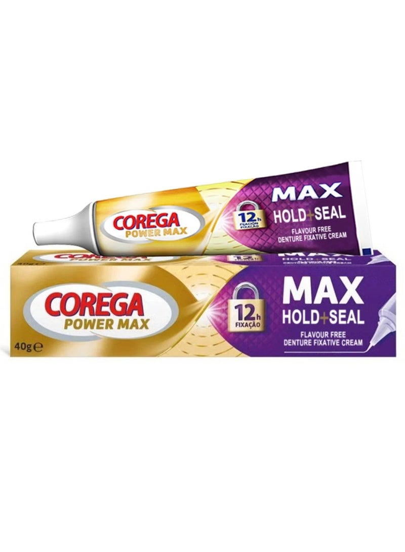 Corega Power Max Hold + Seal Flavour Free Dentue Fixatlve Creamm 40eg - Image 2