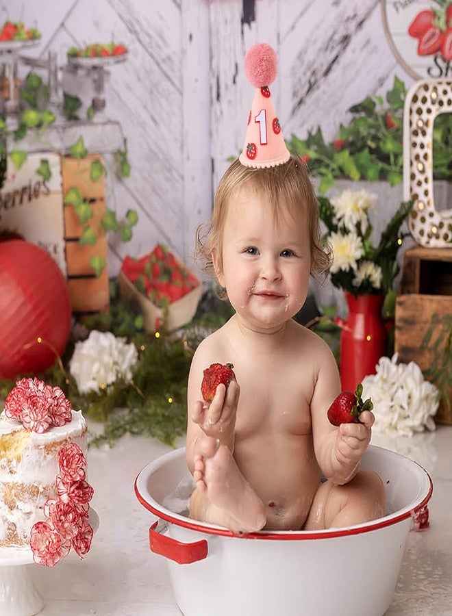Agkvw Strawberry First Birthday Crown - Sweet One Felt Hat Decoration for Baby Girls - Image 4