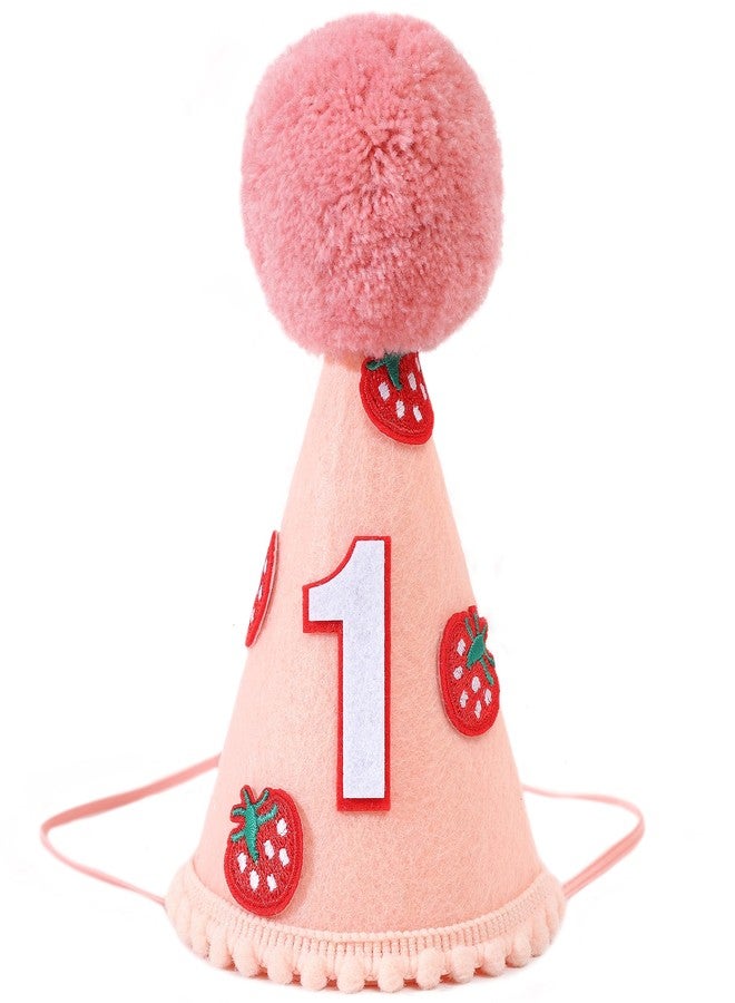 Agkvw Strawberry First Birthday Crown - Sweet One Felt Hat Decoration for Baby Girls - Image 1