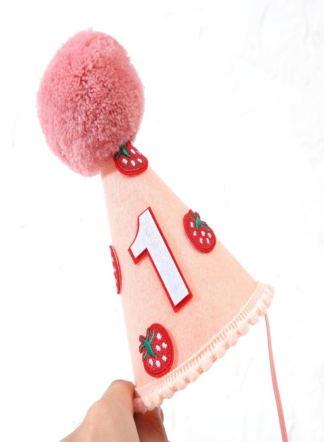 Agkvw Strawberry First Birthday Crown - Sweet One Felt Hat Decoration for Baby Girls - Image 5