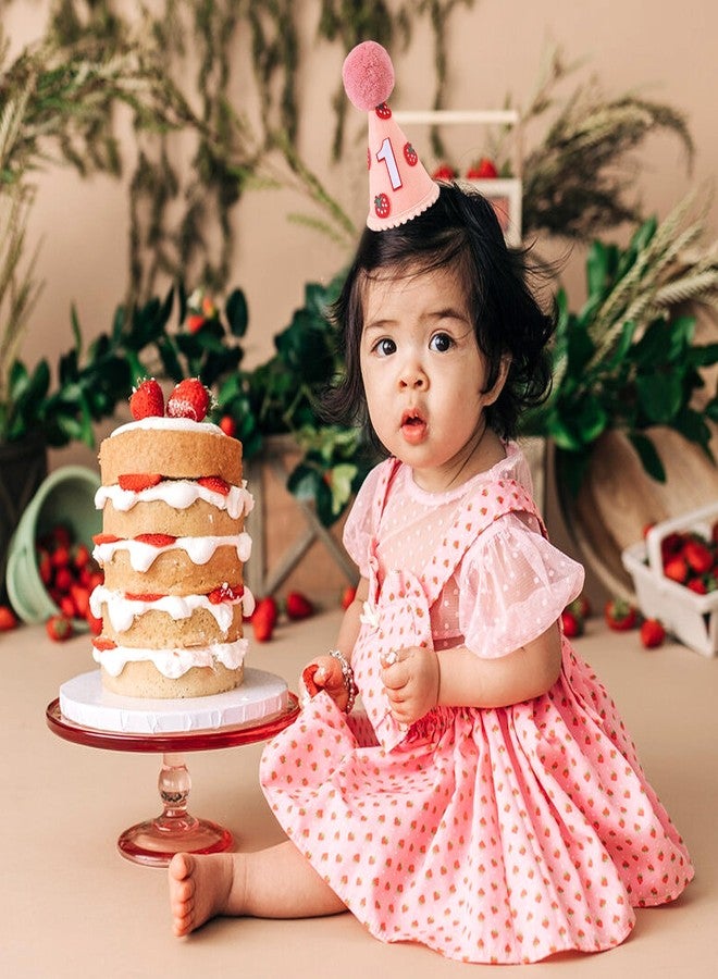 Agkvw Strawberry First Birthday Crown - Sweet One Felt Hat Decoration for Baby Girls - Image 3