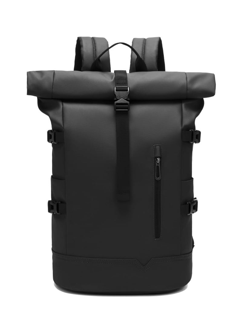 Arabest Rolltop Backpack Waterproof for Women & Men 33L Large Bike Backpack 15 inch Laptop Backpack Lightweight Perfect for Work School Travel and Outdoor Activities-Black - Image 1