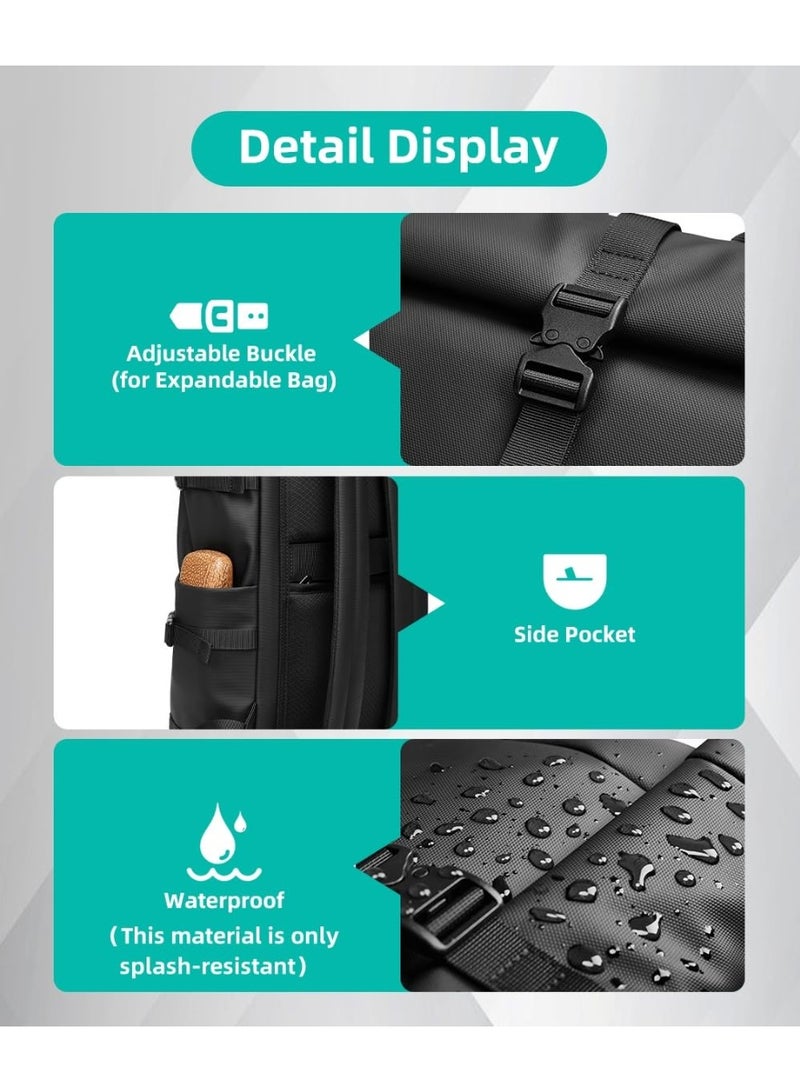 Arabest Rolltop Backpack Waterproof for Women & Men 33L Large Bike Backpack 15 inch Laptop Backpack Lightweight Perfect for Work School Travel and Outdoor Activities-Black - Image 3