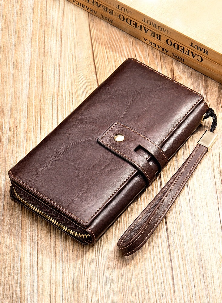 Long wallet for men,natural cowhide wallet, men's clutch, men's genuine leather card holder, vintage men's genuine leather wallet  - Image 1