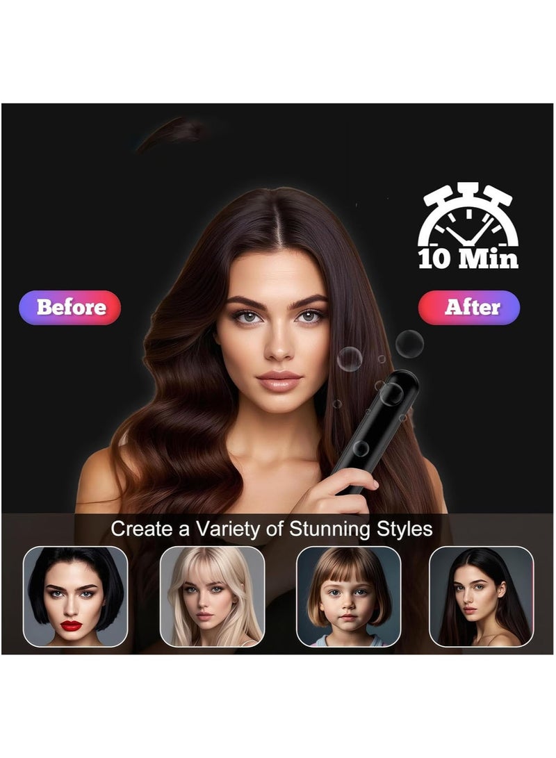 MarlaMall Cordless Hair Straightening Brush, Rechargeable Negative Ions Portable Travel Hair Straightener, 30 Seconds Heating Mini Dual Purpose Straightening & Curling Brush, For hair and beard(Grey & Purple) - Image 4