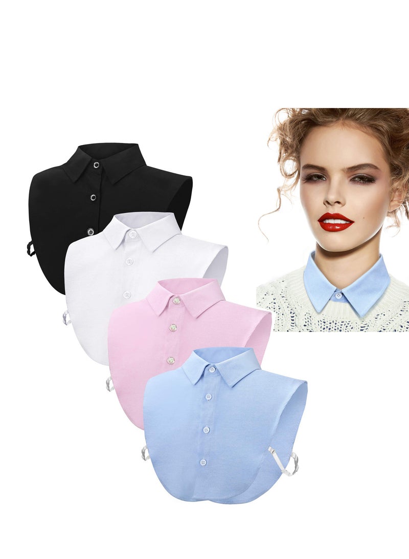 Excefore 4 Pcs Fake Collar Lady's Fake Collar Half Shirt Blouse Detachable False Collar Joker Shirt Decorative Collar Dickey Collar Cuff Cotton Choker Tie False Lapel Point - Image 1
