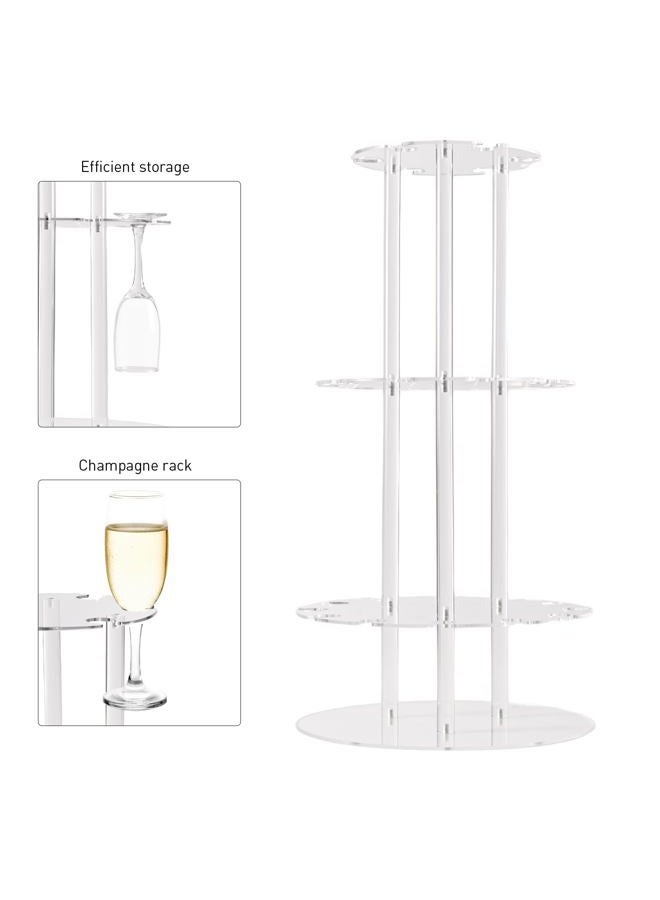 Laumffon Champagne Tower, Clear Acrylic Champagne Display Rack Stand with 32 Slots, 3 Tier Floating Sight Champagne Flute Holder for Party, Wedding, School (2Sets-Circle) - Image 4