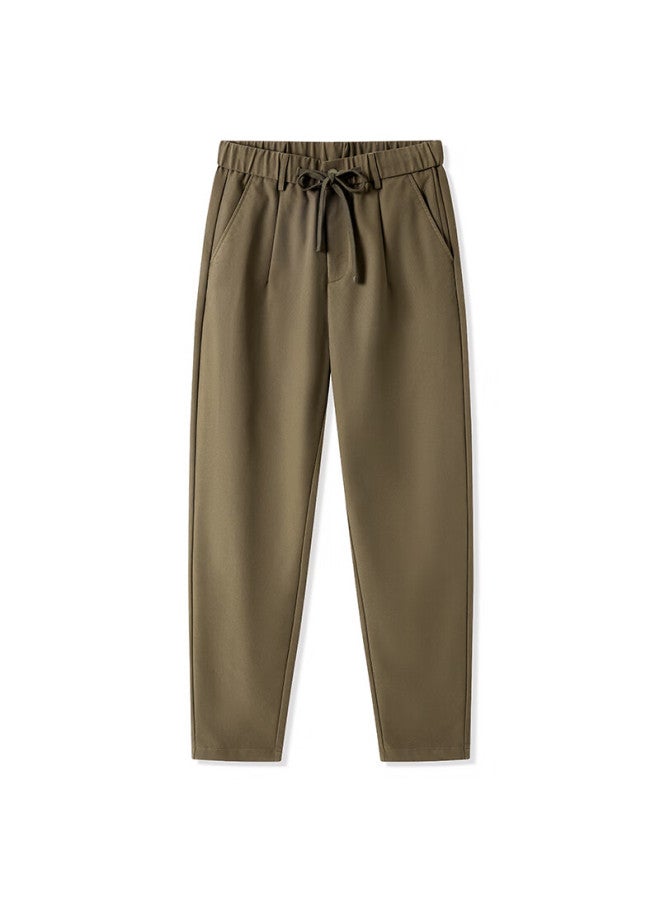 Markless Men's Casual Pants, Autumn And Winter, Easy-care, Draping, Elastic Waistband, Solid Color Trousers, Versatile Comfortable Pants 4857, Coffee Color, Size 36 - Image 3