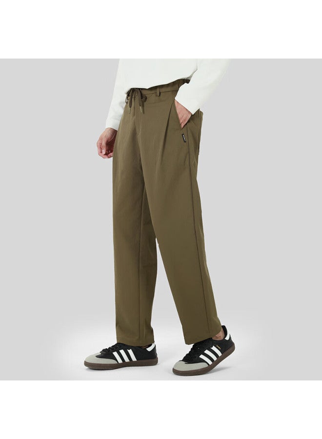 Markless Men's Casual Pants, Autumn And Winter, Easy-care, Draping, Elastic Waistband, Solid Color Trousers, Versatile Comfortable Pants 4857, Coffee Color, Size 36 - Image 1