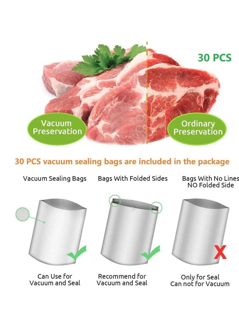 ELTRAZONE Vacuum Sealer Machine, Automatic Food Sealer with 30 PCS Vacuum Bags, Vacuum Air Sealing System for Foodsavers Portable Sealer Food Vacuum Sealer Machines for Kitchen Food Preservation - Image 4